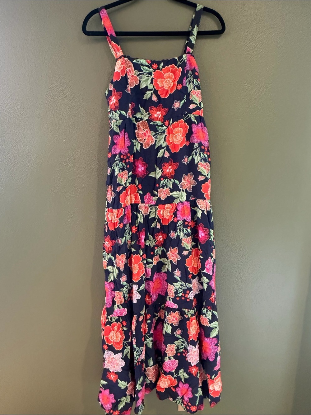 Skies Are Blue Navy Floral Maxi Dress with Coral & Pink Blooms